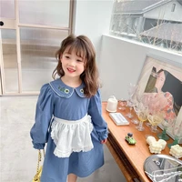 2022 girls spring autumn long sleeve dress baby children korean children embroidered doll collar bib princess dress