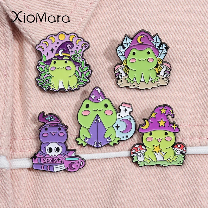 

Cute Frog Wizard Hat Enamel Pin Kawaii Cartoon Froggy Fun Animal Brooch Laple Backpack Badge Jewelry Children's Gift For Friends