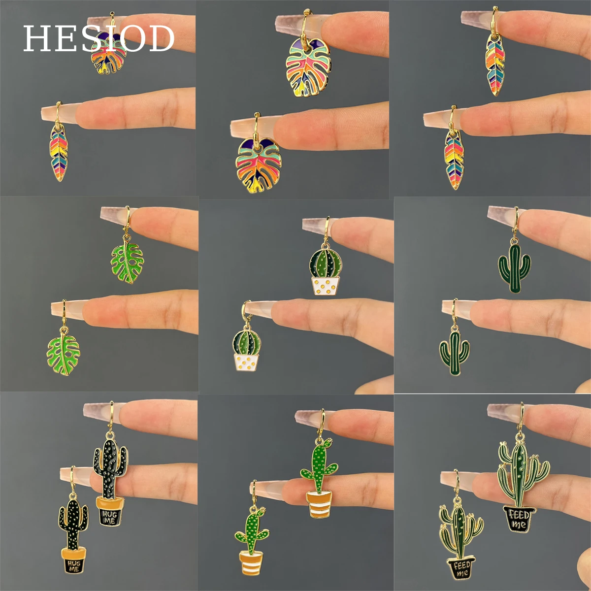 

Hot Summer Tropic Leaf Cactus Pendant Hanging Dangle Earrings For Women Coloful Resin Piercing Jewelry Accessories Party Gifts