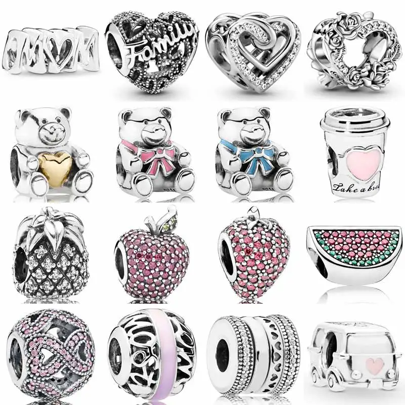

Pineapple Degrees Of Love Infinite Family Heart Mum Script Bear Beads 925 Sterling Silver Charm Fit Europe Bracelet Diy Jewelry