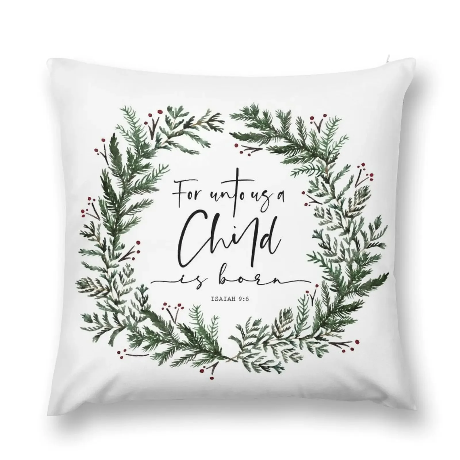 Unto Us a Child is Born сосновый венок Декоративная подушка Вышитый чехол для подушки