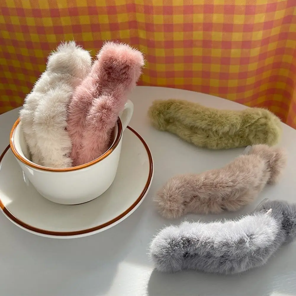 

Temperament Plush Hair Clip Large Size Back Head Hairpin Female Elegant Barrettes Accessories Autumn Winter Clip Headdress