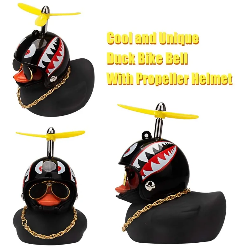 

Broken Wind Rubber Duck with Helmet Pendant Black/Yellow Duck Road Bike Motor Helmet Riding Bicycle Accessories Car Decoration