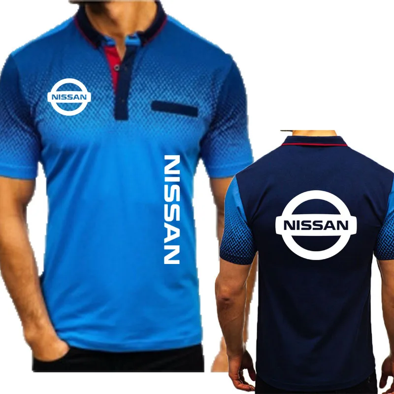 

2022 New Fashion Casual Men's Polo Shirt 100% cotton Polo Top Nissan car logo print High Quality Gradient street Men's T-shirt