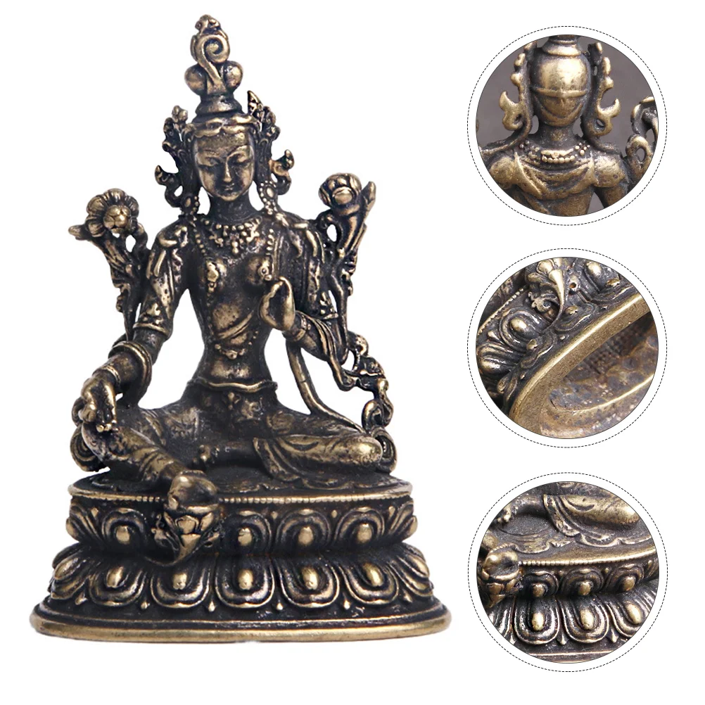 

Figurine Statue Home Decor Monk Ornament Tara Figurines Brasstibetan Sitting Wealth Zen Thai Mini Statues Sculpture Garden Fu