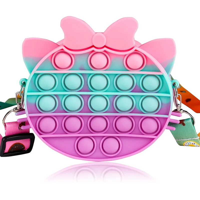 

Радужный Поппер, маленький кошелек для монет, пузырчатая сумка на плечо для девочек, женская сумка через плечо с успокаивающим котом, сумки, ...