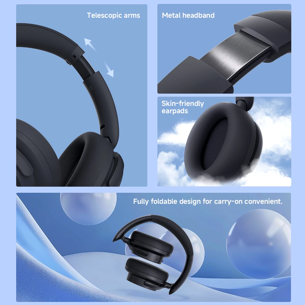 Фото Edifier H9 Беспроводные Bluetooth-наушники Гарнитура с активным шумоподавлением Bluetooth 5.4 Hi-Res Audio 75H Складная батарея №5