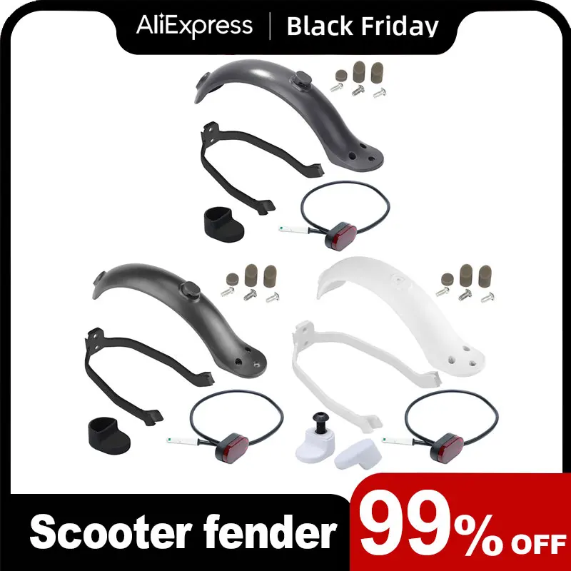 

Rear Mudguard Fender Guard + Bracket + Hook +Taillight Electric Scooter Rear Fender Support Stand Taillight Set for M365 Scooter