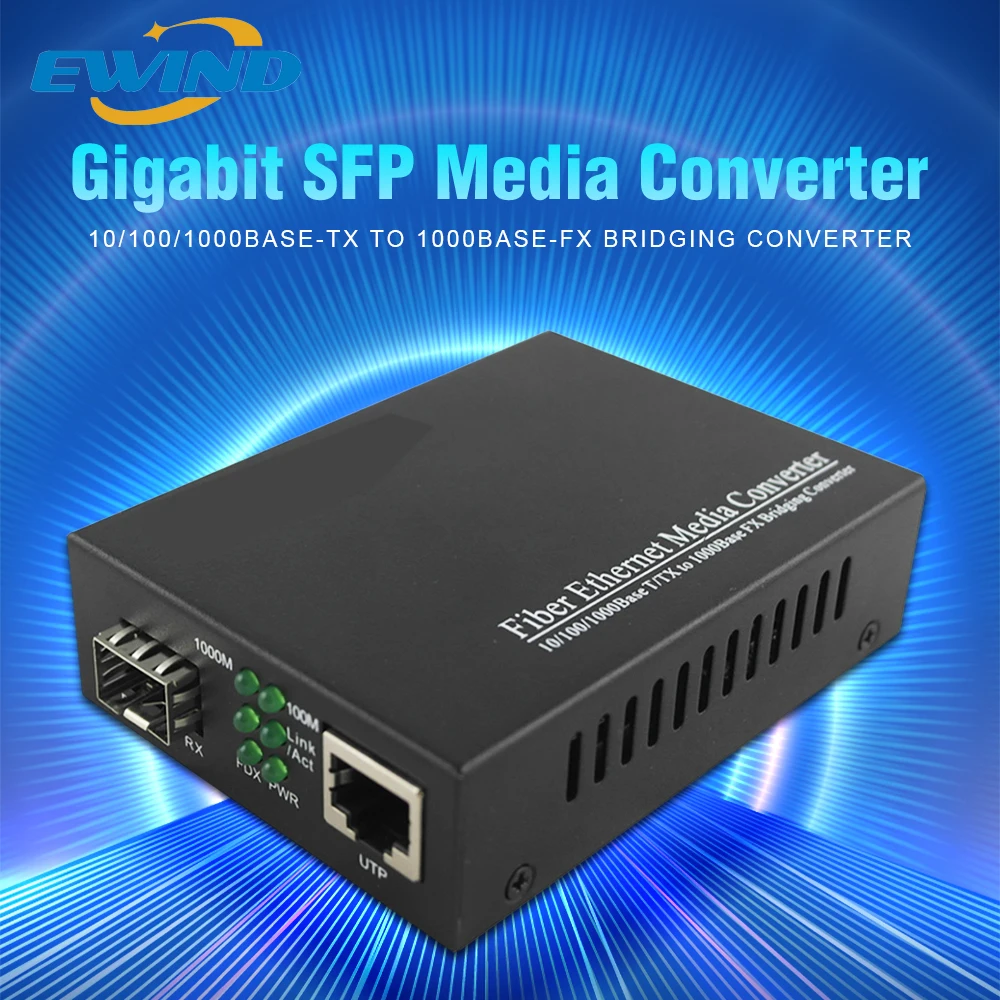 EWIND Gigabit SFP Fiber to Rj45 Media Converter 1000Mbps SFP Fiber Optic Switch with SFP Module Compatible CISCO/Mikrotik/HUAWEI