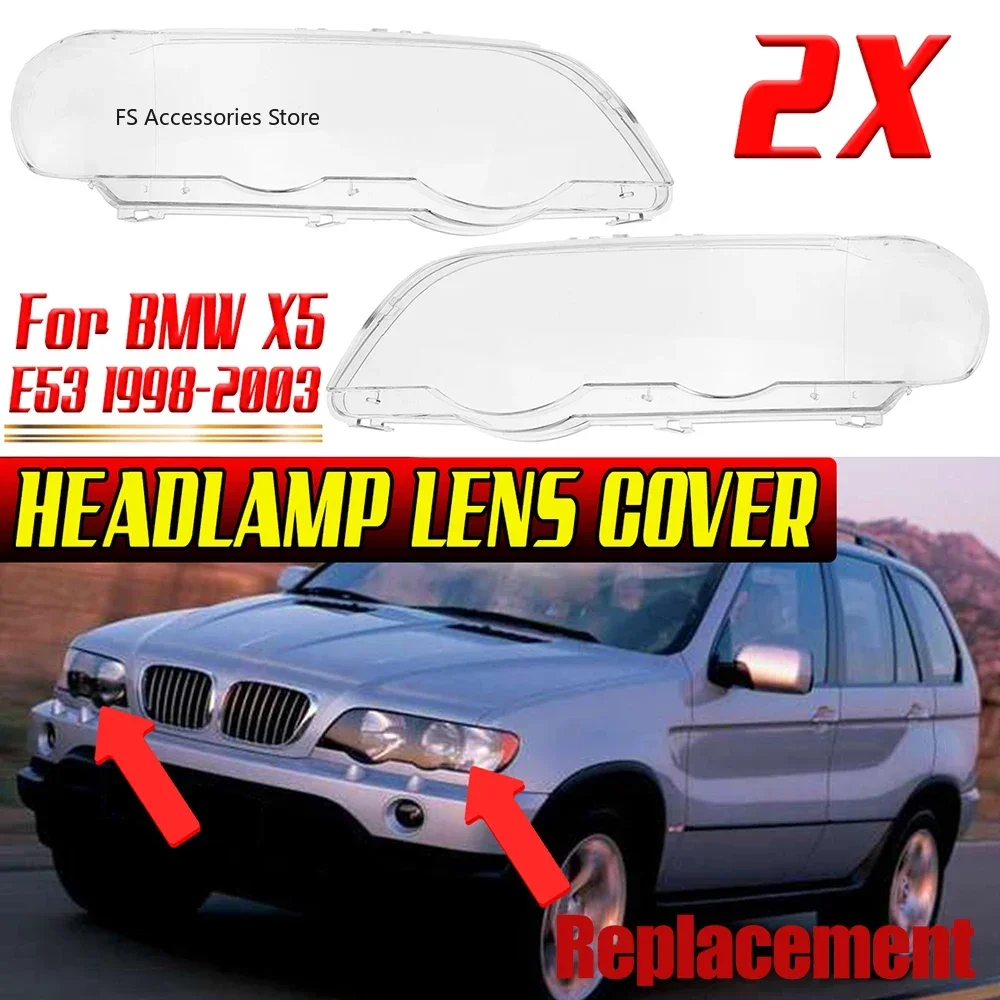 

Стеклянная линза фары, пластиковая крышка, замена для BMW X5 E53 1998 1999 2000 2001 2002 2003, крышка фары
