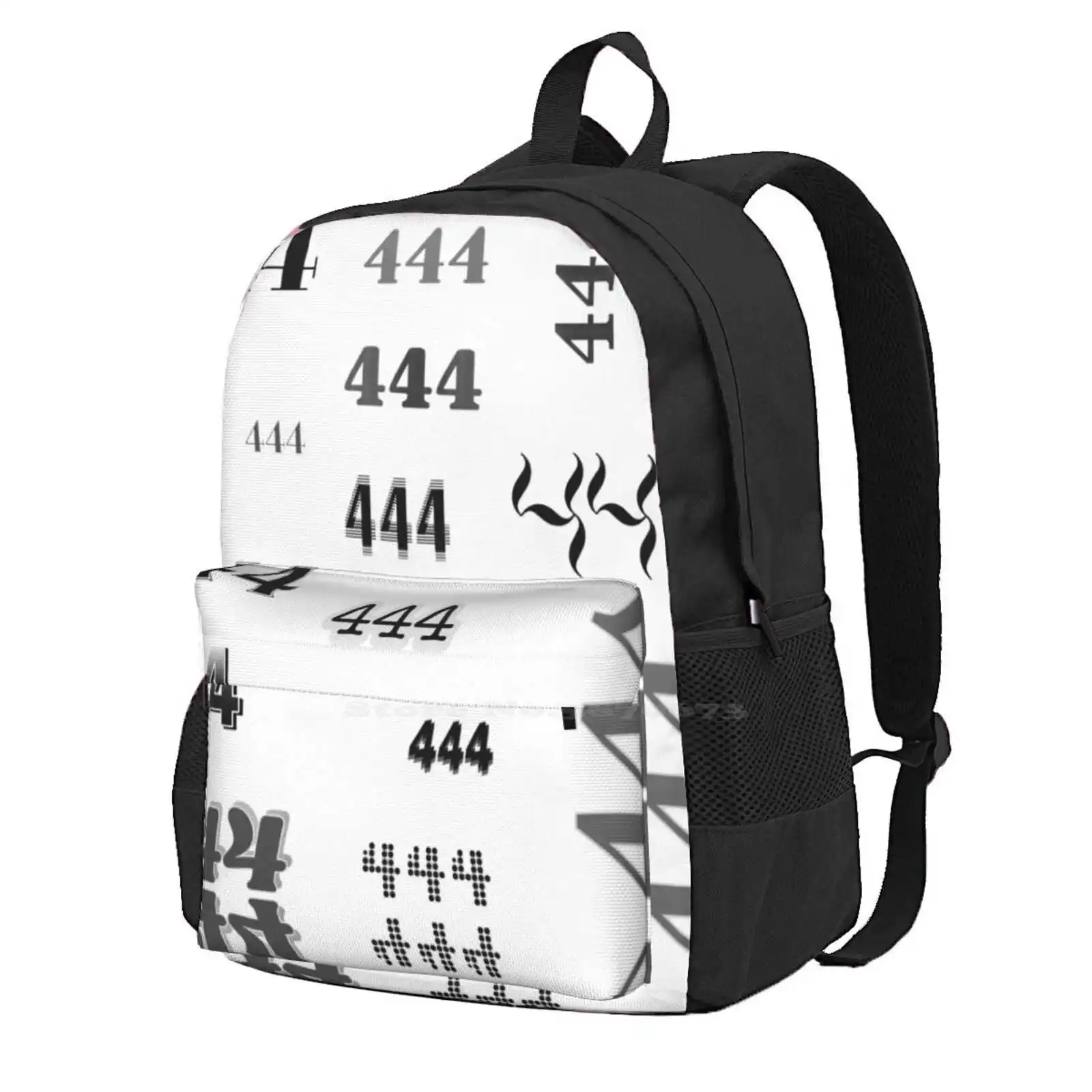 

444 Angel Number Intuition Word Art Variety Pack ( Black And White ) Fashion Travel Laptop School Backpack Bag Angel Numbers