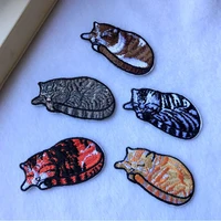 100pcslot sleeping cat kitty embroidery patch jacket backpack animal kids clothing decoration accessories iron heat applique