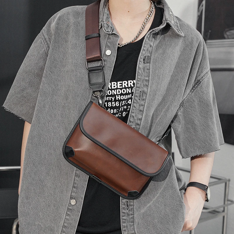 

New Simple Casual Men Messenger Bag Business Fashion Male Shoulder Crossbody Bag Waist Chest Flap Bag Handbag and Purse