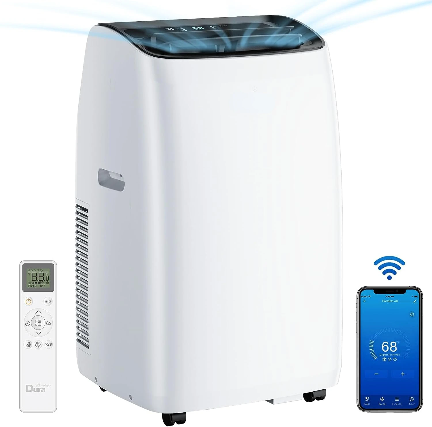 

Smart Portable Air Conditioners, 12000 BTU(Ashrae) /8150 BTU (SACC) Quiet AC Unit, Built-in Dehumidifier and Modes, Mobile App,