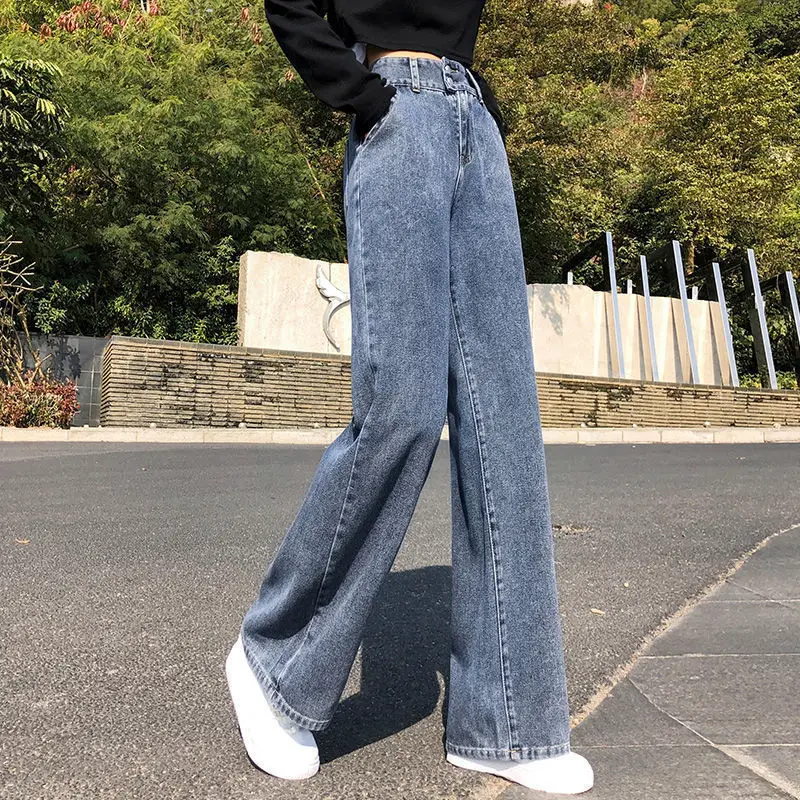 

Wide Leg Pants Blue Jeans Woman High Waist Denim Trousers Streetwear Wide Casual Pants Cute Korean Boyfriend Mom Y2K Baggy Jeans