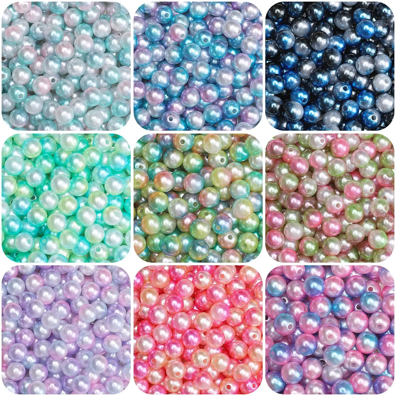 100-300 шт./лот круглые красочные уникальные свободные бусины с искусственным