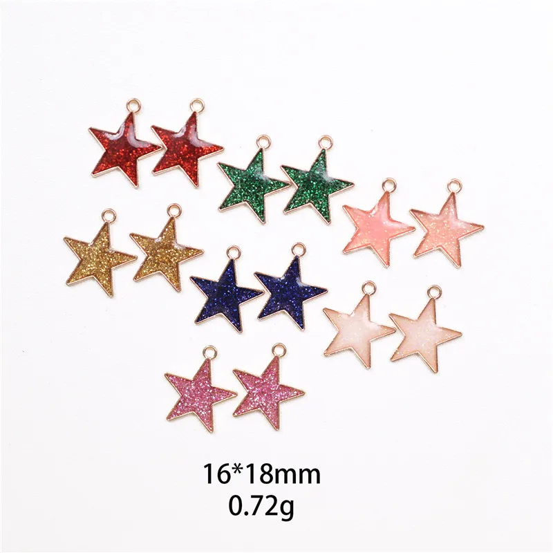

10pcs/lot 18*16mm Colorful Glitter Star Enamel Charms Pendants for Women Girls DIY Necklace Jewlery Findings Craft Accessories