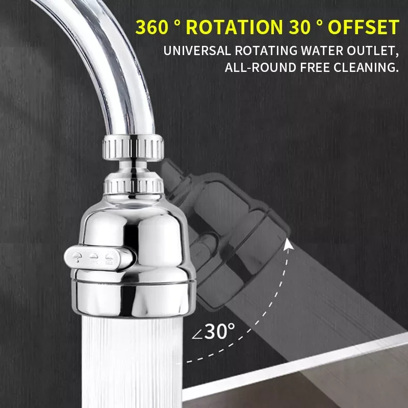

Innovative Kitchen Faucet ABS + Stainless Steel Splash-Proof Universal Tap Shower Water Rotatable Filter Sprayer Nozzle