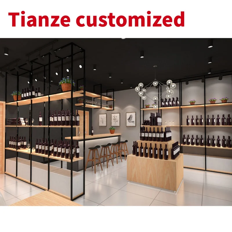 (Под заказ) Современная Красная вина для розничного магазина фурнитура Gondola ликер