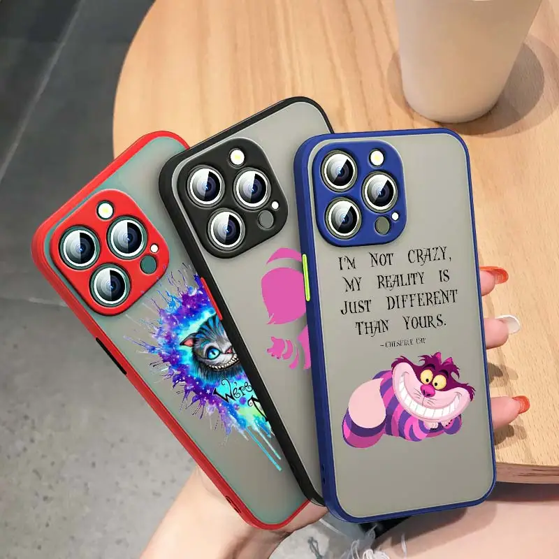 

Cheshire Cat Alice in Wonderland For Apple iPhone 13 12 11 Mini XS XR X Pro MAX 8 7 Plus Frosted Translucent Phone Case Capa