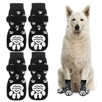 4pcs winter anti slip pet dog socks double side thick adjustable strap dog paw protector socks shoes small medium pet supplies