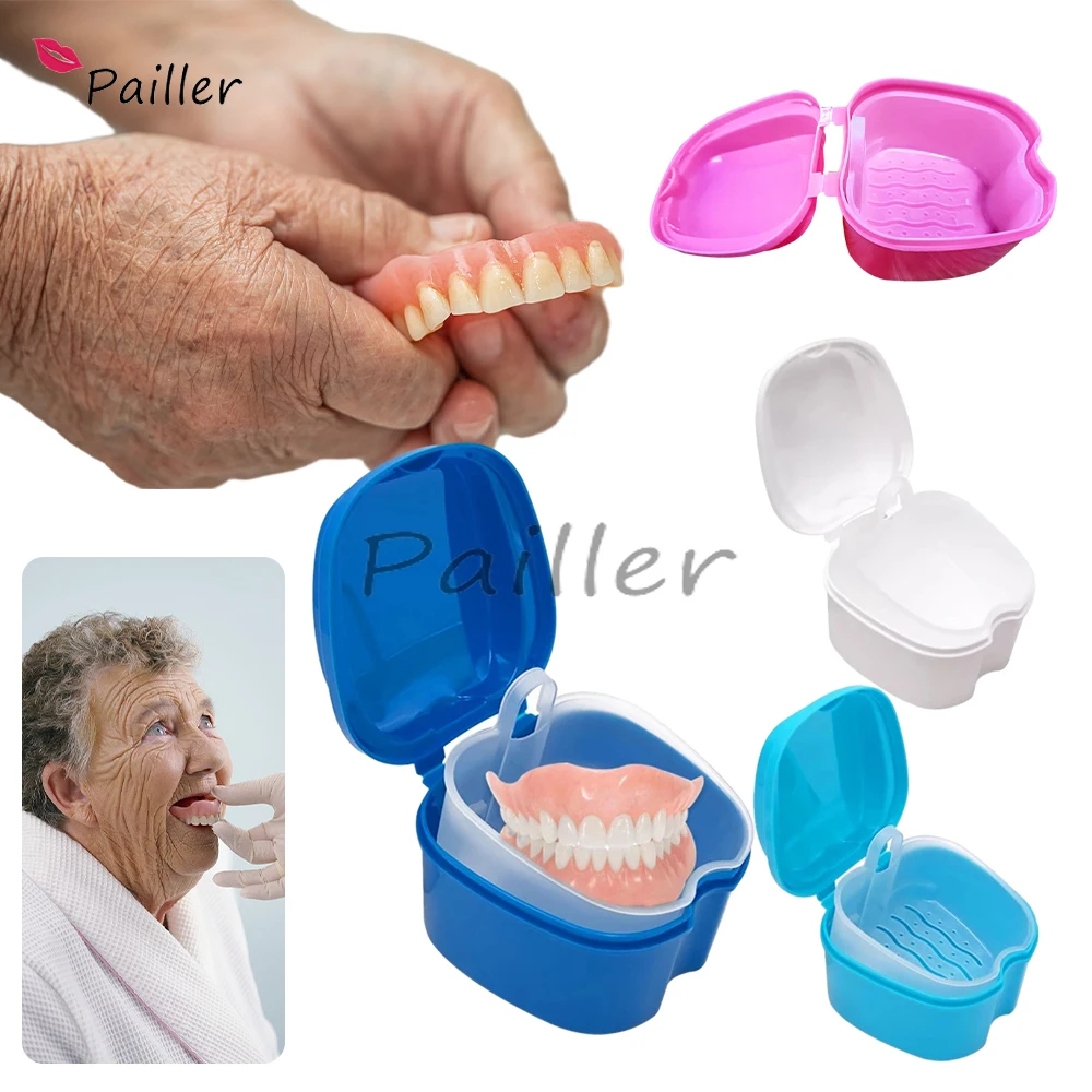 

Denture Box Case False Teeth Denture Cup Strainer Denture Bath Box Storage Box Basket Hanging Clean Container Travel Retainer