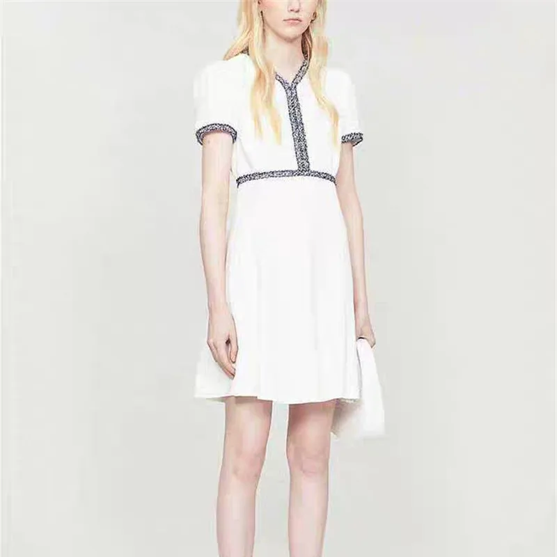 

New Arrival Dresses Women Sandro Dresses Deep V-neck Short Sleeves Dresses for Women Spring Summer Dresses Woman Sandro