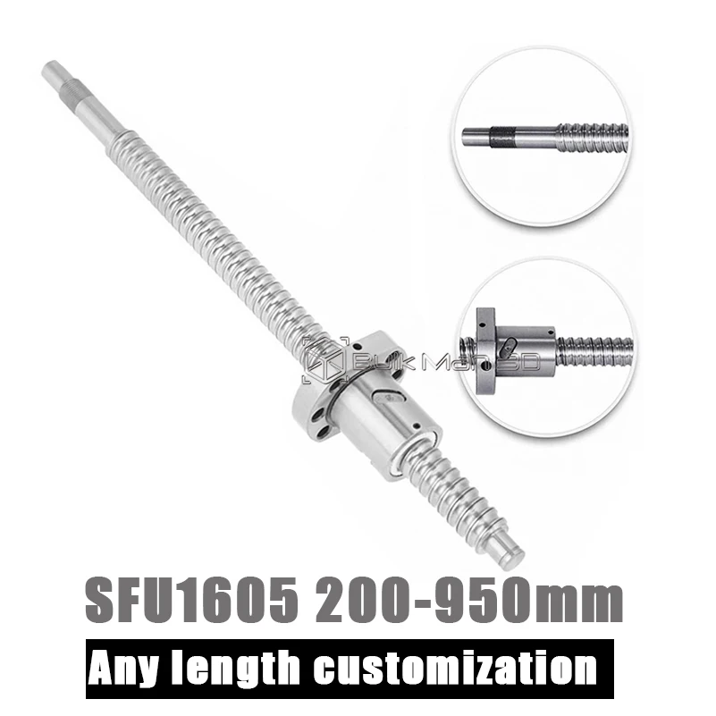 

Machined SFU1605 Ball Screw Rod 200-950mm C7 Roller High Speed Quiet Transmission Ballscrew With Single Ball Nut For CNC Parts