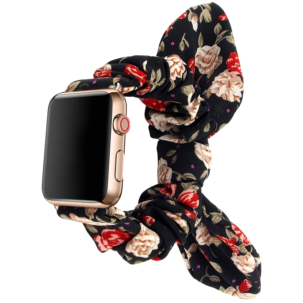 44mm 40mm Elastic Loop Band For Apple Watch 6 SE 5 Strap Scrunchie Fabric Bracelet Women Wristband for iWatch 6 5 4 3 38MM 42mm