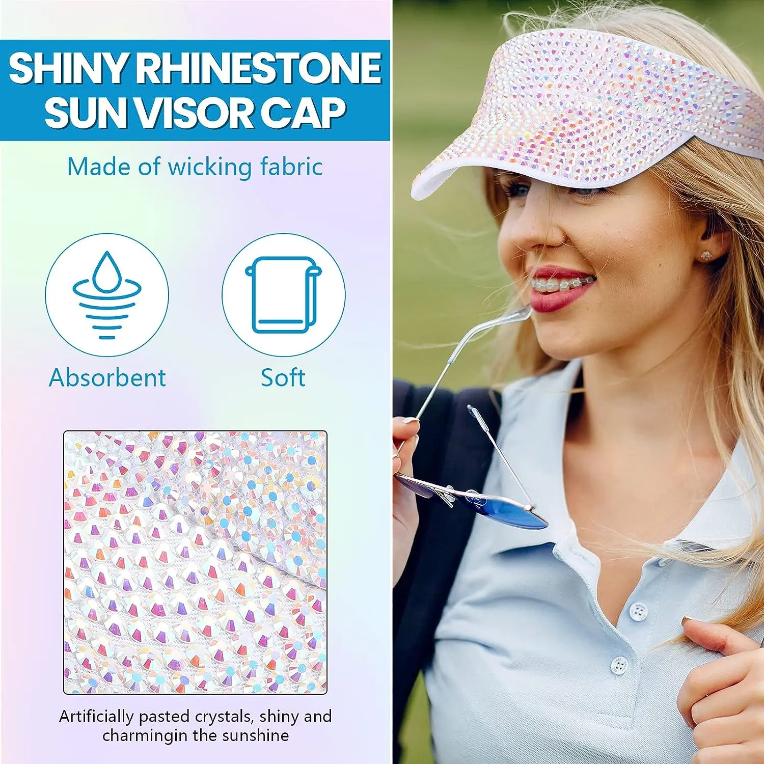 Блестящий женский спортивный солнцезащитный козырек регулируемая летняя кепка