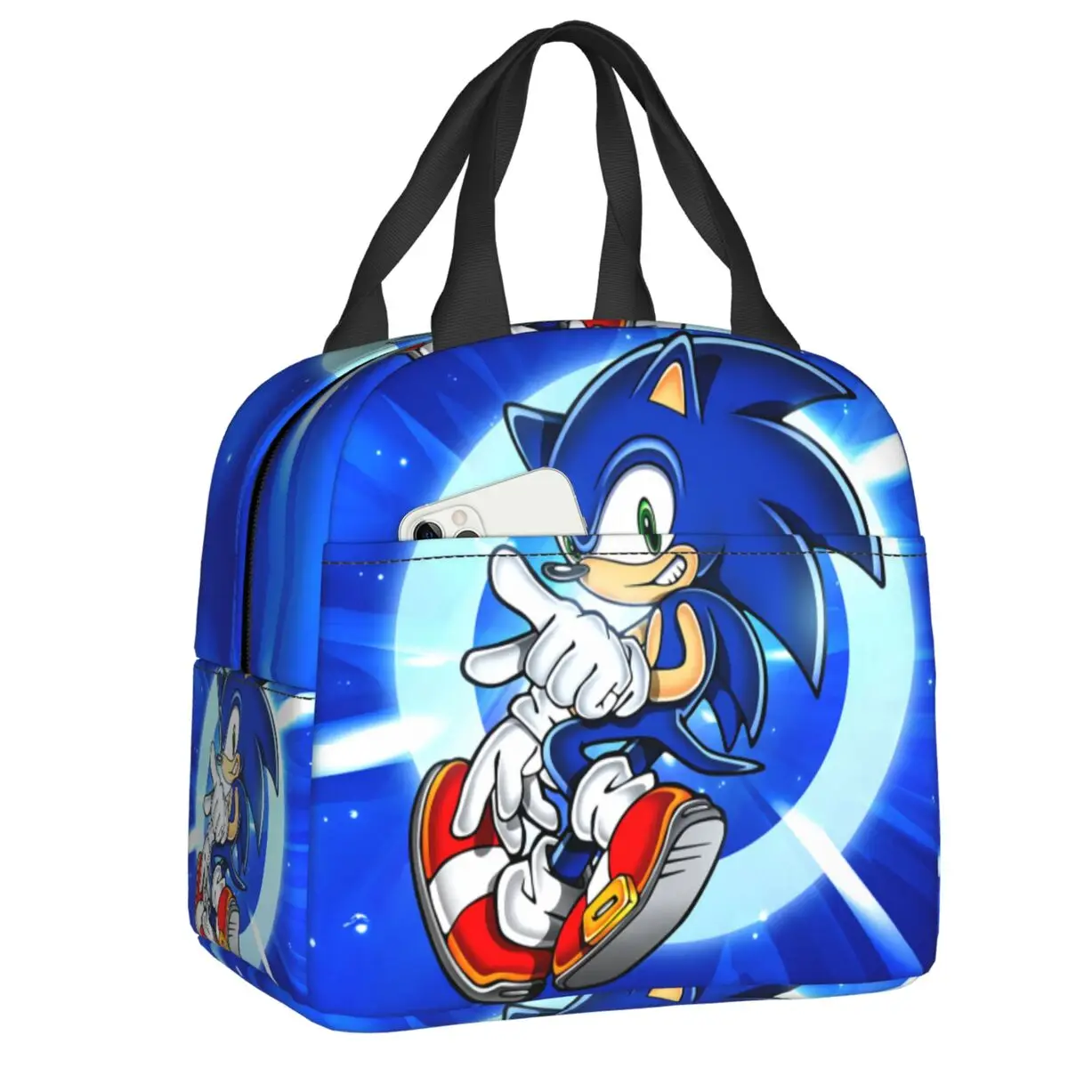 Sonics The Hedgehog Cooler Thermal Insulated Lunch Bag Women Resuable Lunch Box for School Work Outdoor Picnic Food Bags