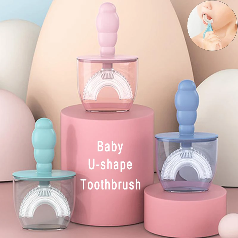 

Зубная щетка Детская силиконовая U-образная, 360 °, 2-12 лет