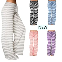 summer sleep pants women cotton long pant home pajamas soft slip summer pants drawstring big size sexy stripe casual big size