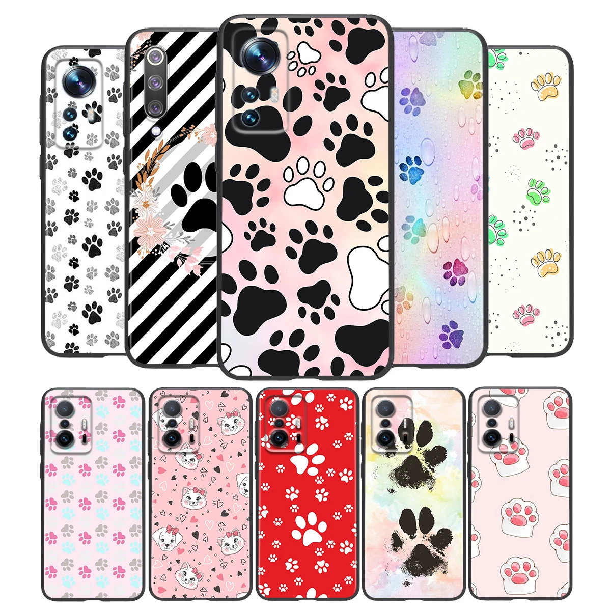 

Cat Dog Footprints Silicone Cover For Xiaomi Mi 12 11i 11T 11 10i 10T 10 9 9T SE Lite Pro Ultra HyperCharge Phone Case