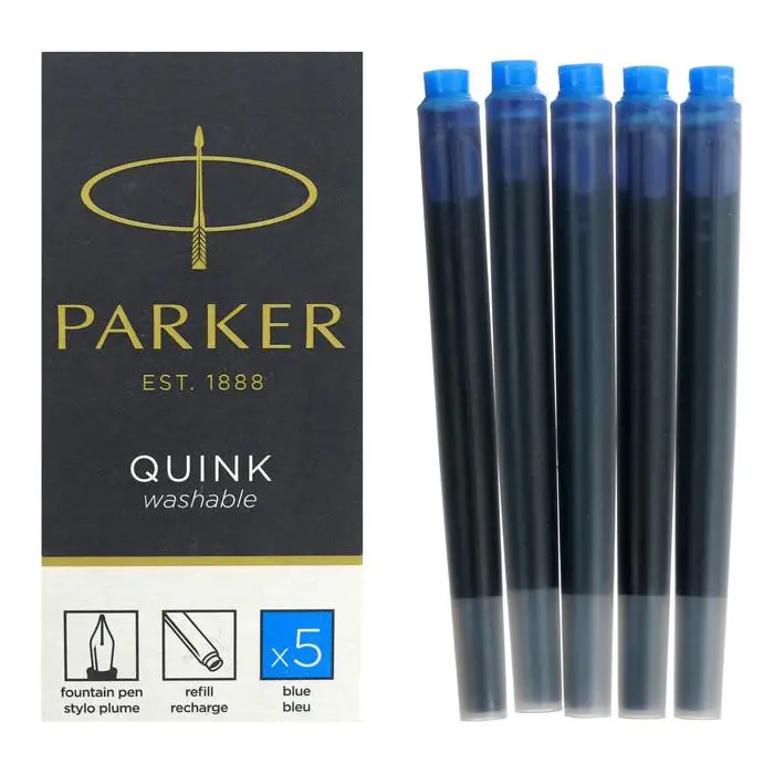 Набор картриджей для перьевой ручки Parker Cartridge Quink Z11 5 штук синие чернила смываемые