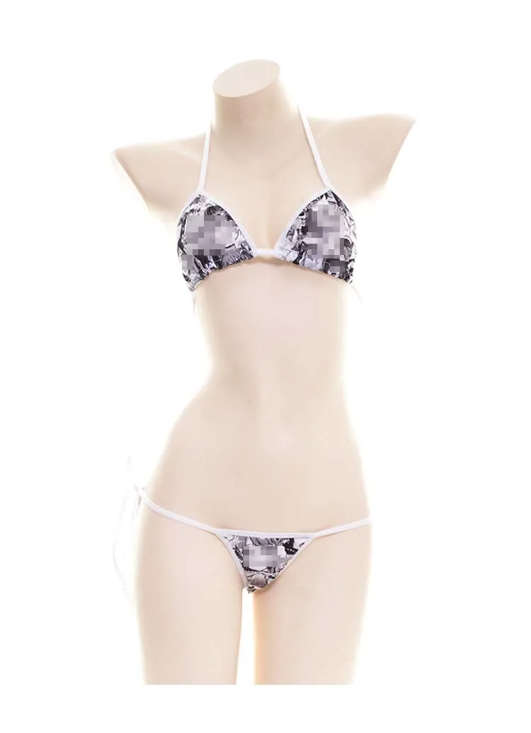

bikini Sexy Sling Lace printing Anime Comic girl Beach Sunbathing spa mayo swimwear women swimsuit biquini bikinis monokini