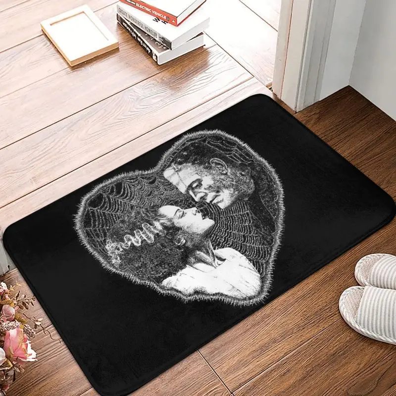 Напольный коврик с надписью Bride Of Frankenstein Kiss противоскользящий для входной двери в