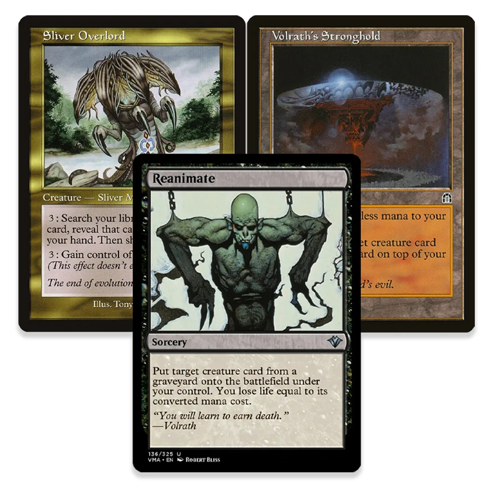Фото Коллекционные карточки TCG Magical Game высокого качества: Сильный воин-маг (Sliver Overlord)/Крепость Волрата/Восстановление — подарки для мальчиков №1