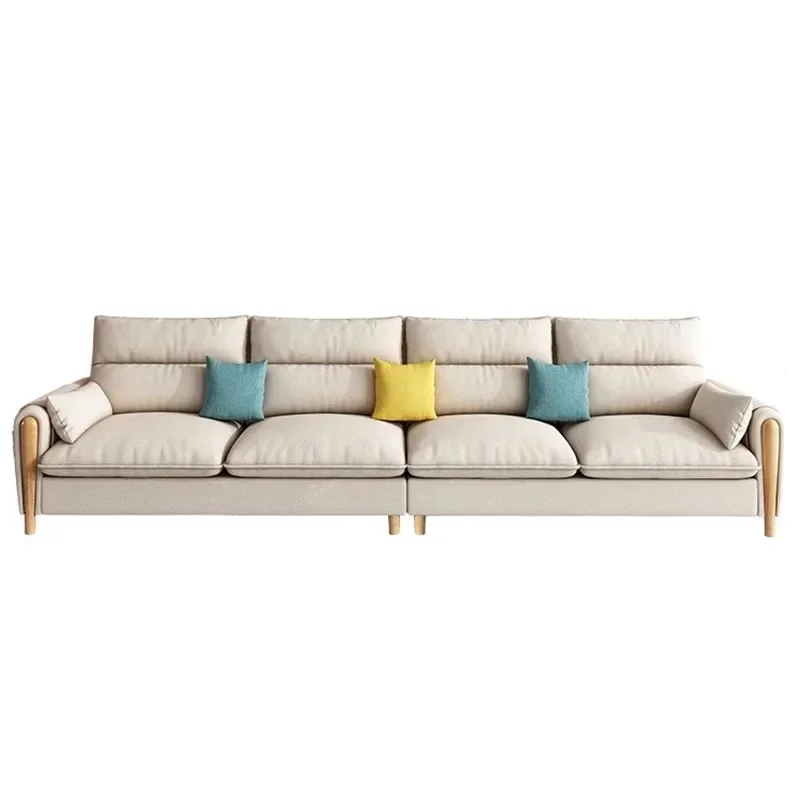 Скандинавский тканевый диван из цельного дерева небольшая квартира простая