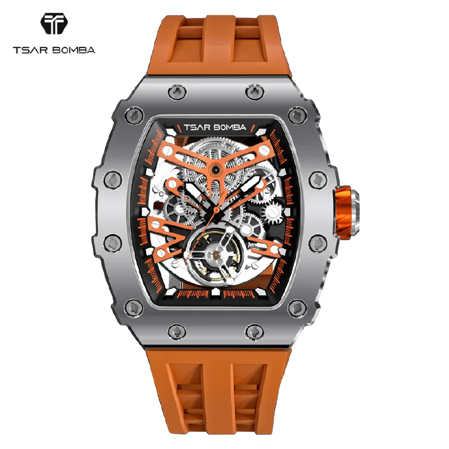 

TSAR BOMBA Top Brand Automatic Watch Men Skeleton Design Sapphire Clock Waterproof Mechanical Luxury Fashion Wrist Watch for Men