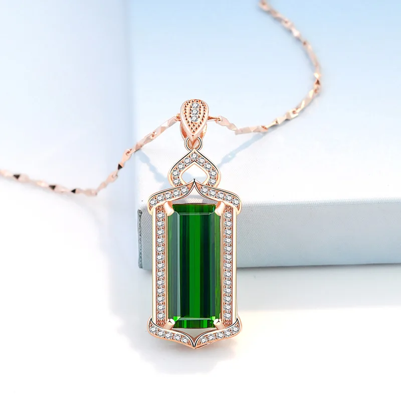 

Necklace Women's 925 Sterling Silver Inlaid Emerald Zircon Pendant Affordable Luxury Fashion Ins Internet Celebrity Silver Jewel
