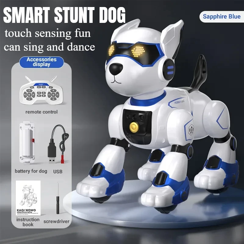 Забавный радиоуправляемый робот электронная собака трюк голосовое командование