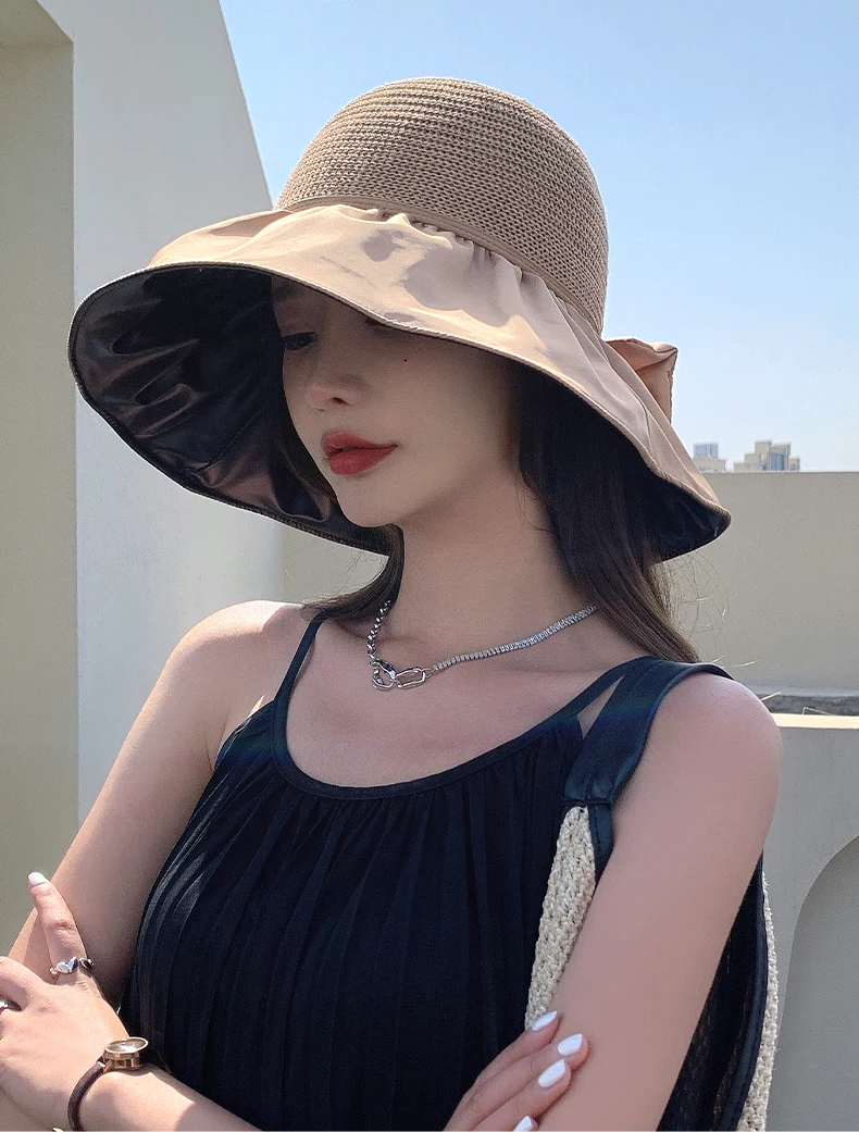 

10 шт., женская соломенная шляпа от солнца, с защитой от УФ-лучей