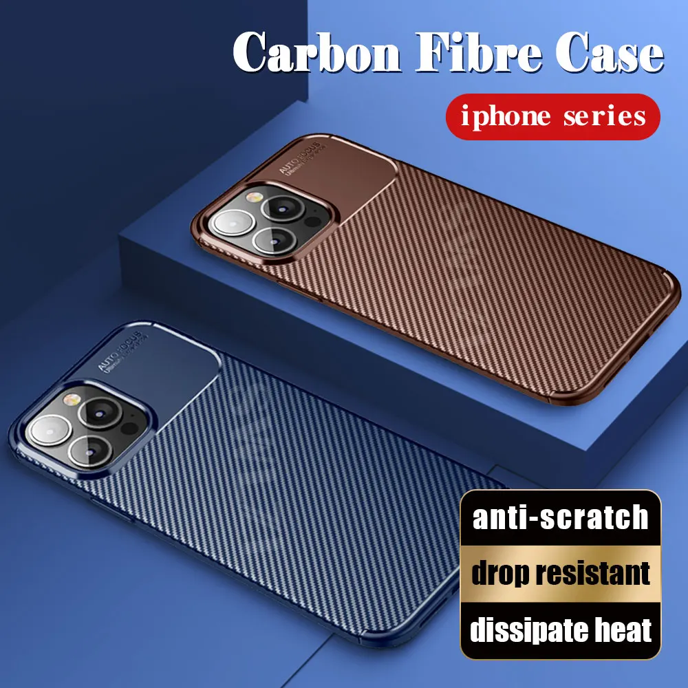

shockproof bumper for iPhone 11 12 mini 13 pro Max X XR XS SE 2022 Mobile phone case Carbon fiber pattern 7 8 plus phone case