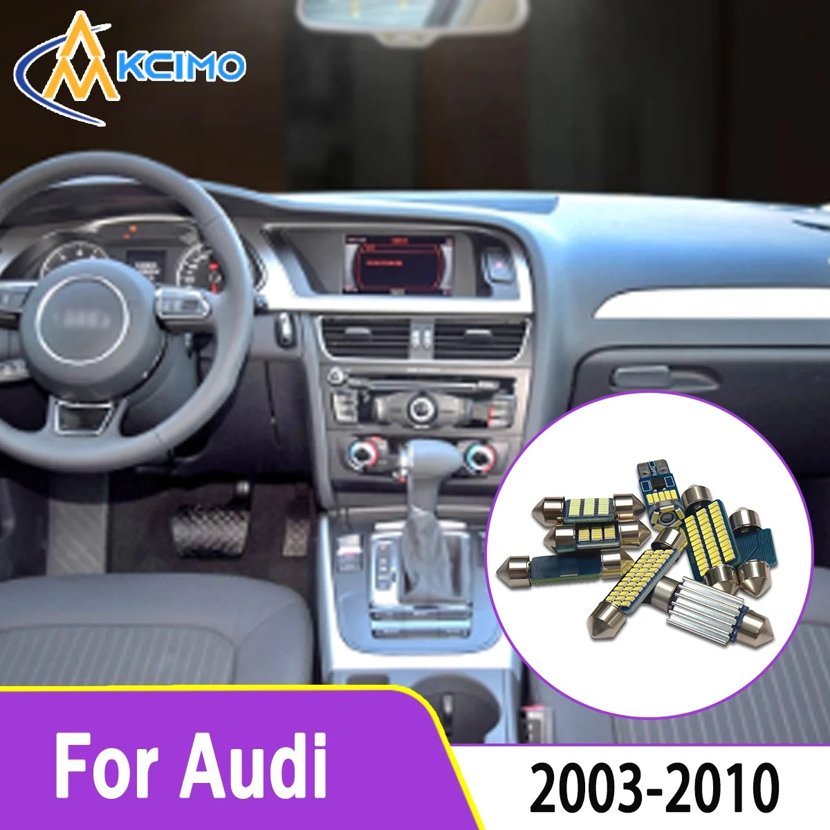 Фото Светодиодные внутренние лампы Kcimo для Audi 	 A8 S8 D3 2003-2010 Автомобильные аксессуары Комплект купольных светильников для чтения №1