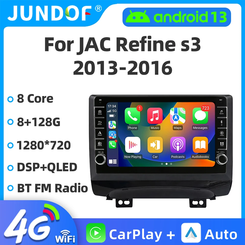 Автомобильный радиоприемник 2 Din Android 13 беспроводной Carplay для JAC Refine S3 2013 -2016
