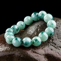 natural myanmar a jadeite white jade floating blue flowers bracelets round beads for women men beads bracelet with jade bracelet
