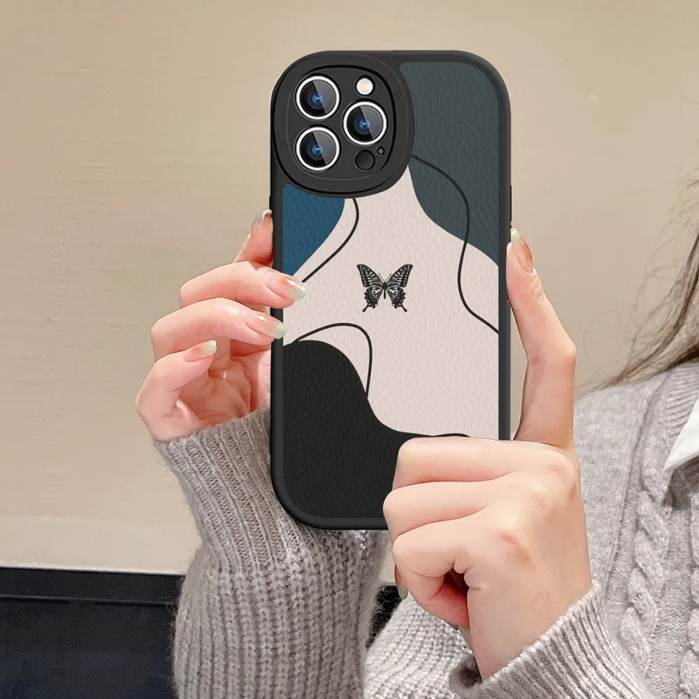 Abstract Geometry Phone Case Hard Leather For iPhone 14 13 12 Mini 11 14 Pro Max Xs X Xr 7 8 Plus 6 6s