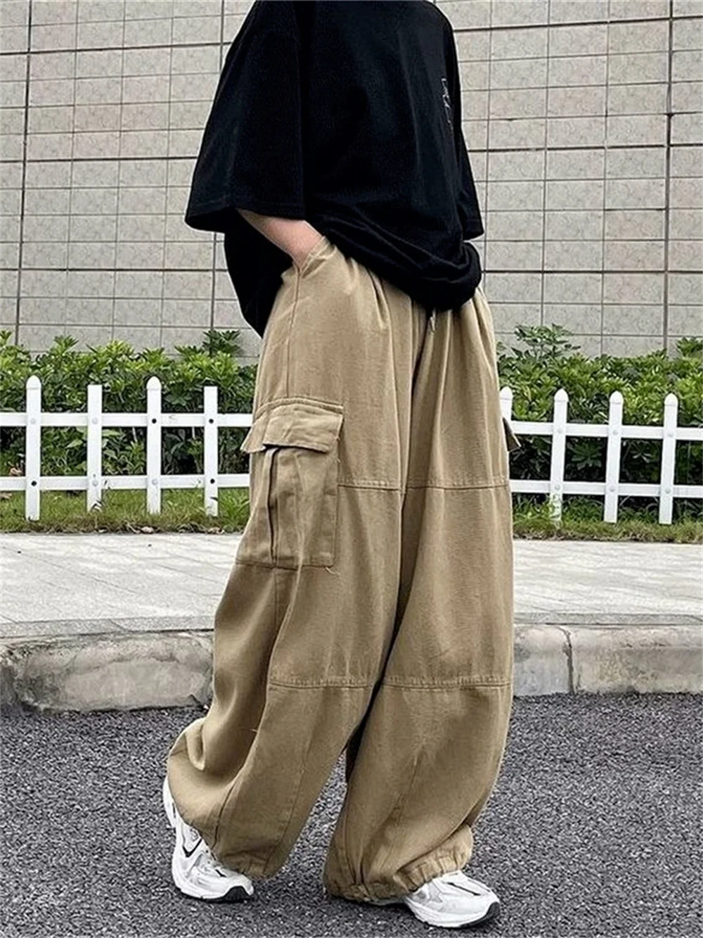 

Korean Jogging Harajuku Khaki Casual Cargo Pants Women Kpop Y2k BF Pockets Wide Leg Wide Leg Trousers Female Hip Hop Pants Kpop