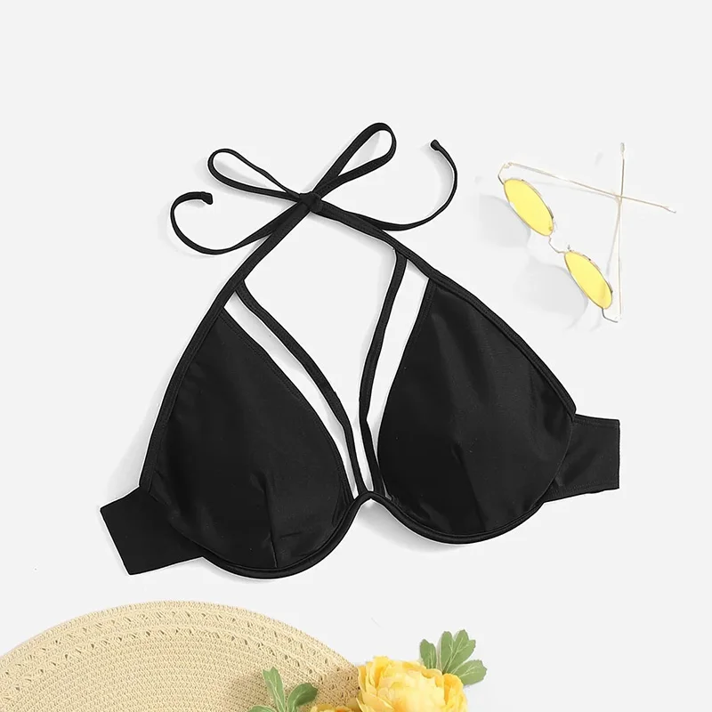 

New 2023 Sexy Bikini Solid Colour Women's Steel Bra Push Up Bikini Top